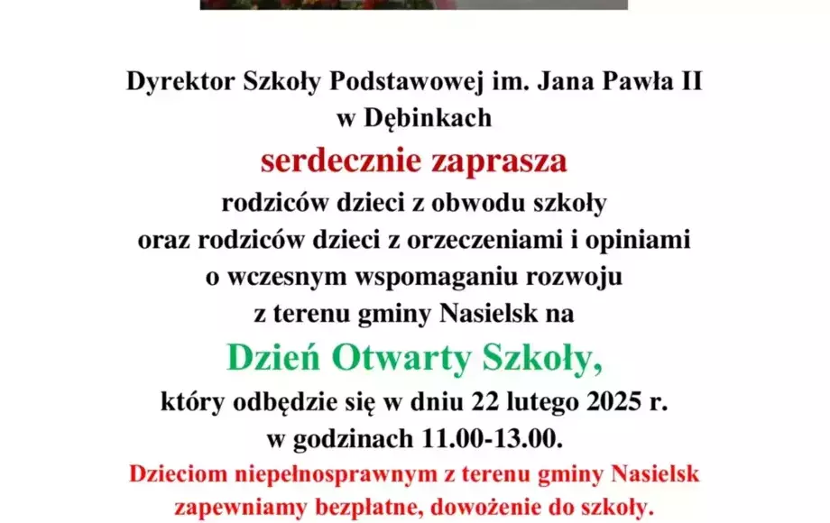 Dzień otwarty w Szkole Podstawowej w Dębinkach