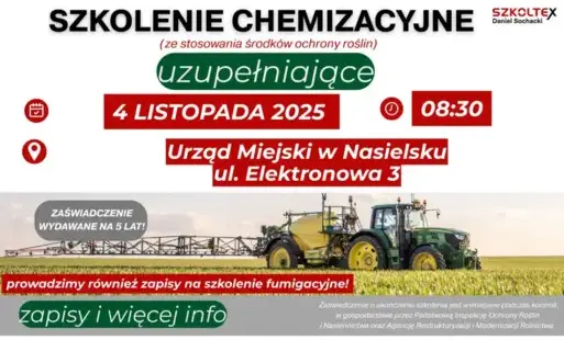 Zdjęcie do SZKOLENIE CHEMIZACYJNE DLA ROLNIK&Oacute;W &nbsp;