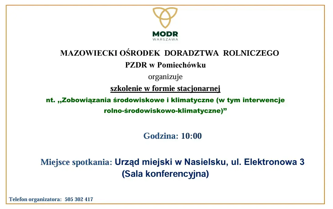 Szkolenie dotyczące zobowiązań środowiskowych i klimatycznych
