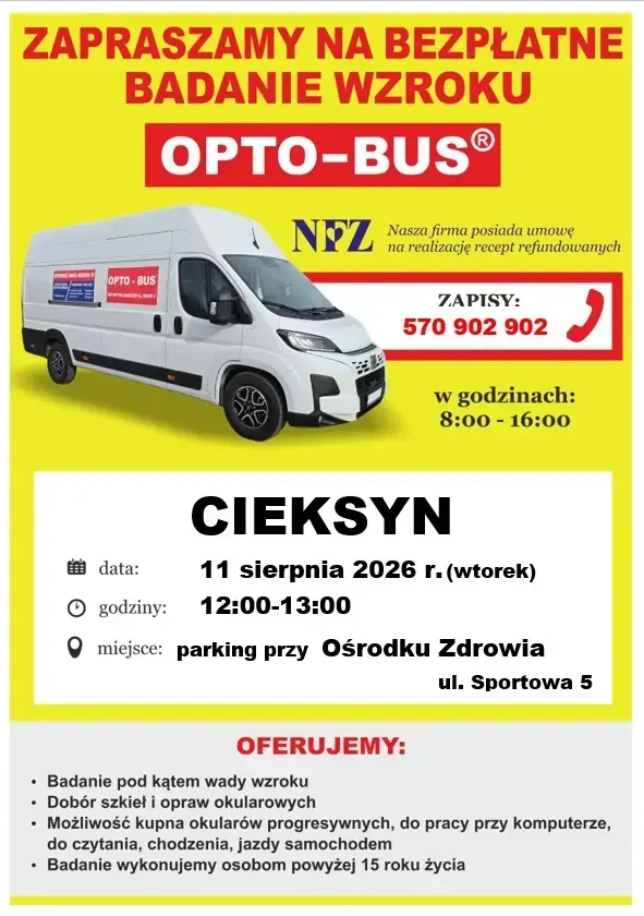 OPTO-BUS Bezpłatne badanie wzroku